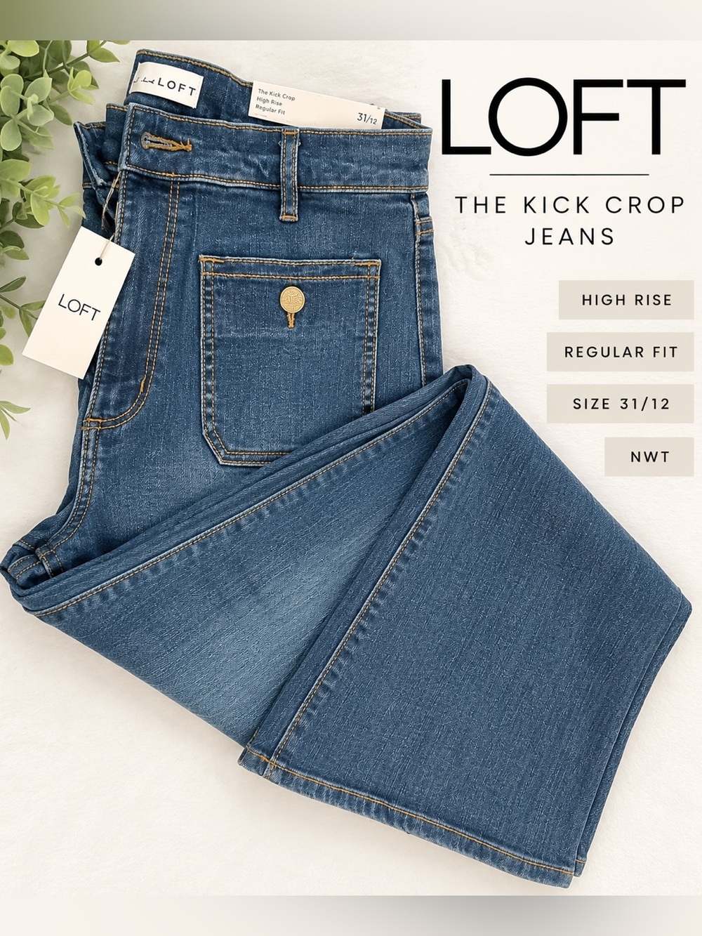 LOFT The Kick Crop Jeans Women’s 31/12 NWT High Rise Medium Wash Cropped Flare